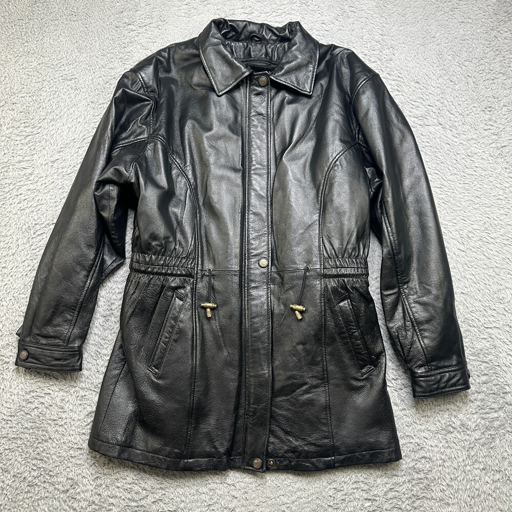 Sergio Vadducci Leather Jacket Womens XL Black Genuine Vintage 90s
